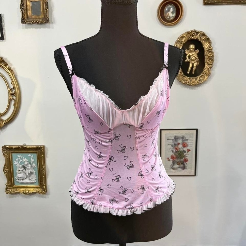 Vintage Y2K Victoria's Secret "Sexy Little Things" Pink Bow & Heart Corset Top